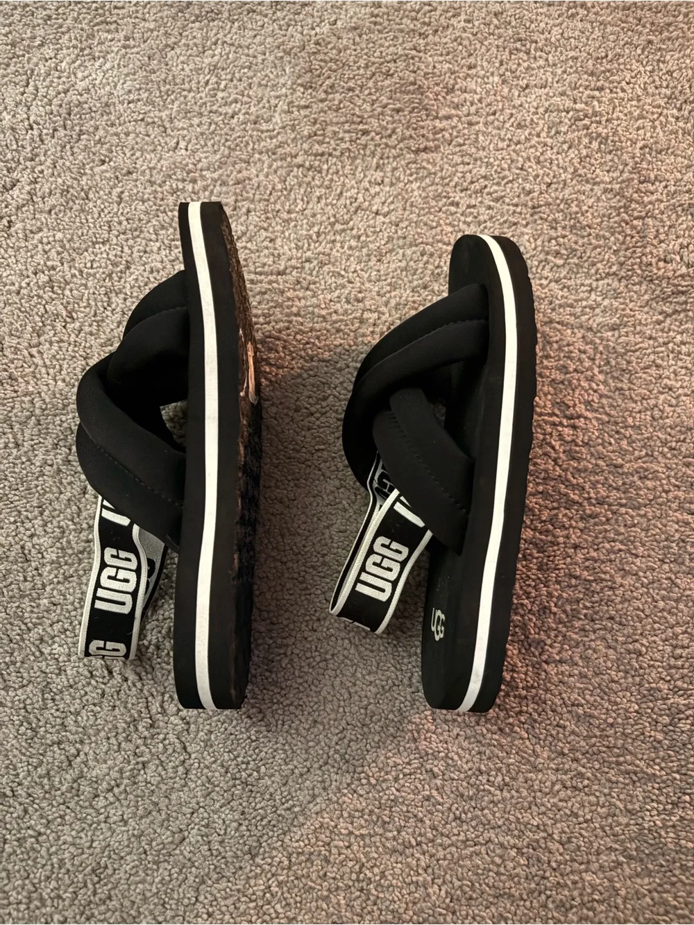 UGG Kids Black Crisscross Slide Sandals with Branded Elastic Backstrap